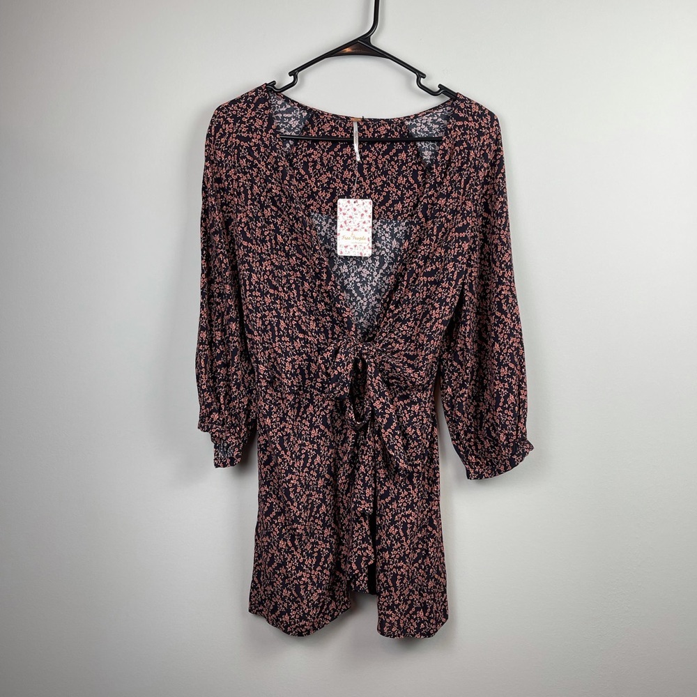 Free People Floral Wrap Shirt